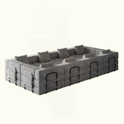 Canapé-lit pliant 8 places, canapé en velours côtelé avec poches et coussins de rangement latéraux, canapé-lit pliant confortable pour le salon, la chambre à coucher et le bureau, canapé moquette.