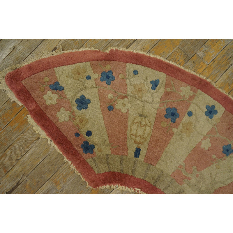 Oval 1920s Hand Knotted Pile Wool Coral / Salmon Pink Antique Rug