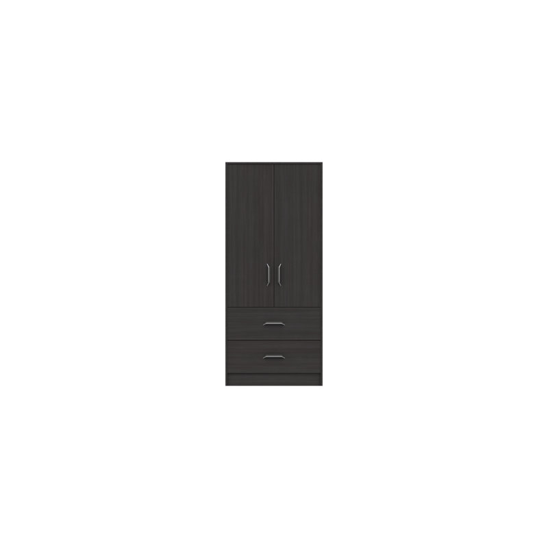 Zakariyah 2 Door Manufactured Wood Wardrobe, Anthracite Oak