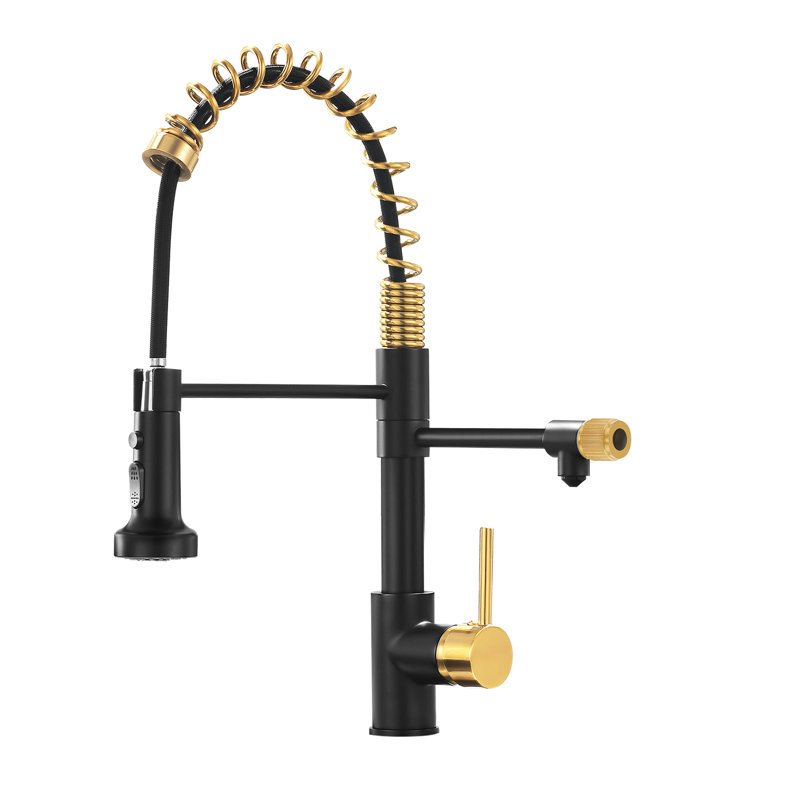 Robinet purificateur d'eau pour évier de cuisine - Robinet rétractable noir et nickel moderne au design contemporain avec finition