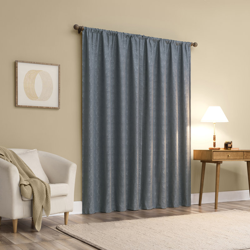 Rideau 100% occultant avec passe-tringle Bronte, L 50 po x L 63 po, Bleu