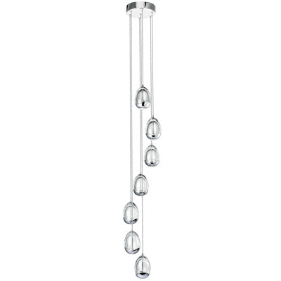 Venezia 7-Light Pendant Height Adjustable ETL Certified LED Teardrop Chandelier, Globe Glass Shades