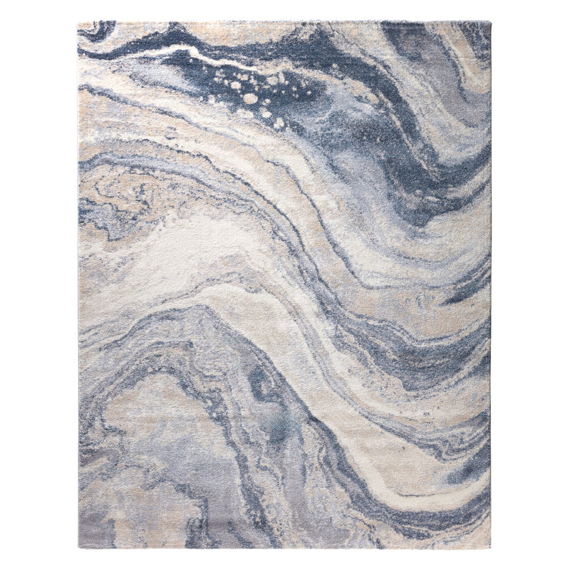 Henrik Abstract Shag Blue Area Rug (8'X10'), Rectangle 8' x 10'