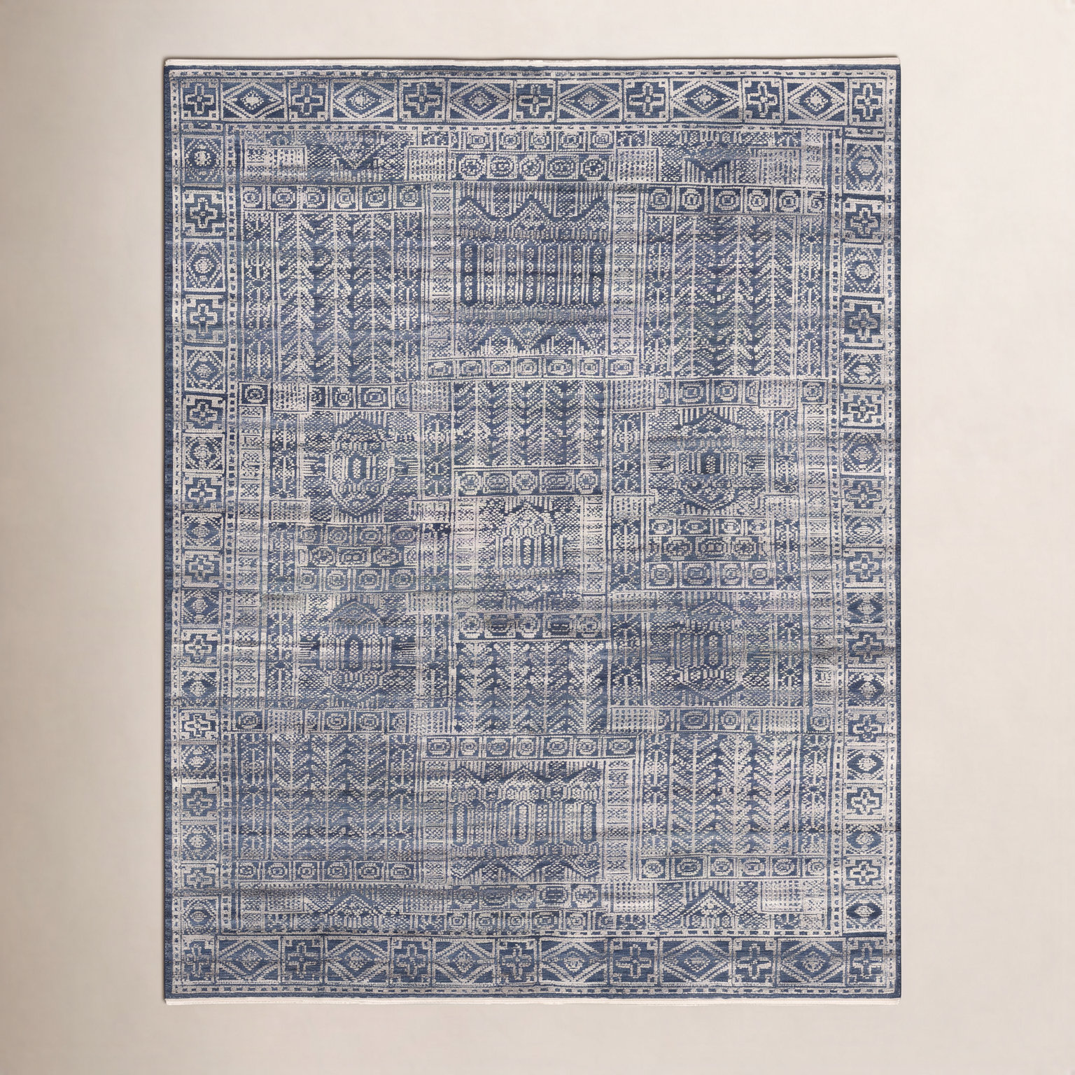 Indrakumar Dark Blue Hand-Knotted Rug, Rectangle 2' x 3'