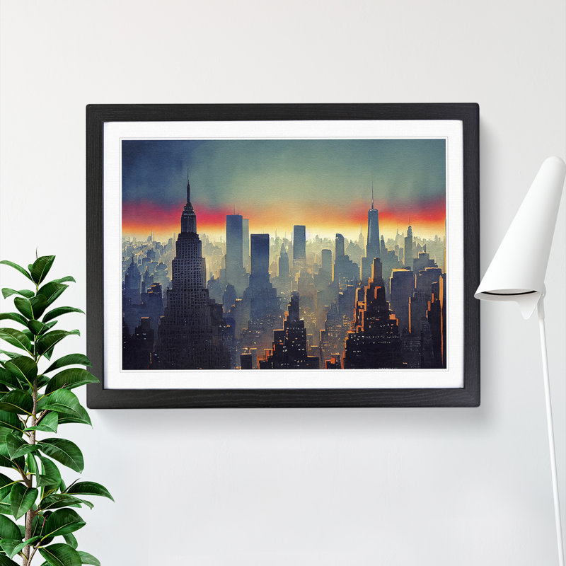 New York Skyline Vol.1 - Single Picture Frame Painting, 34cm H x 46cm W x 2cm D, Black