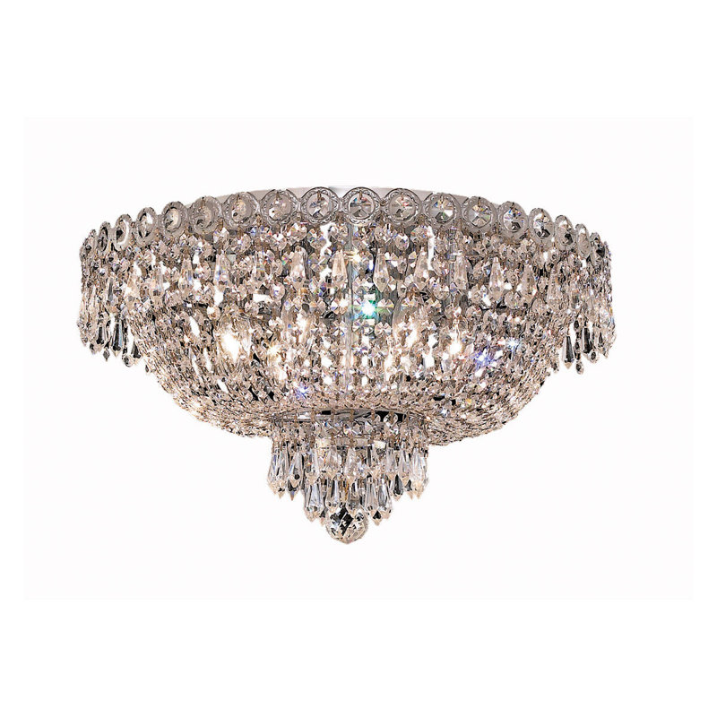 Plafonnier encastré 6 lumières Century, Teck doré fumé, Coupe royale