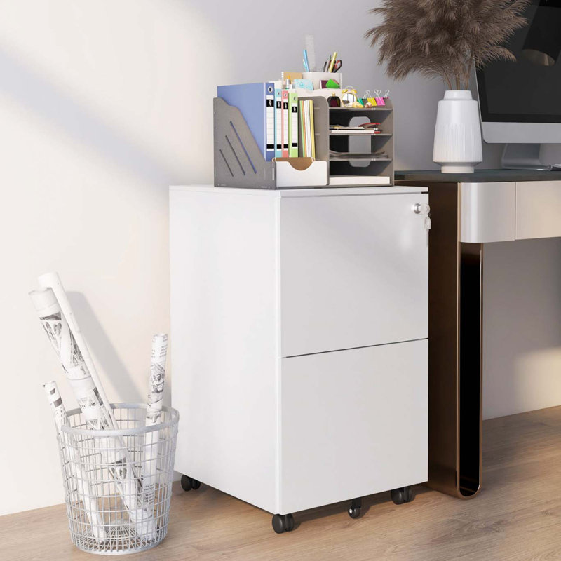 Aldrin 2 Drawer Filing Cabinet, White