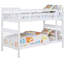 Lit superposé simple en pin massif blanc avec garde-corps, esthétique moderne pour la chambre à coucher, option de rangement sous le lit avec couleur, matériau, espace de chambre à coucher transitionnel intégré