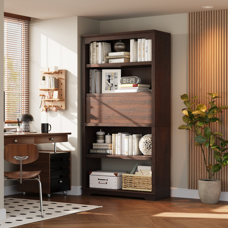 Bibliothèque standard à 5 niveaux H 71 "x l 37" Luper, Cerisier