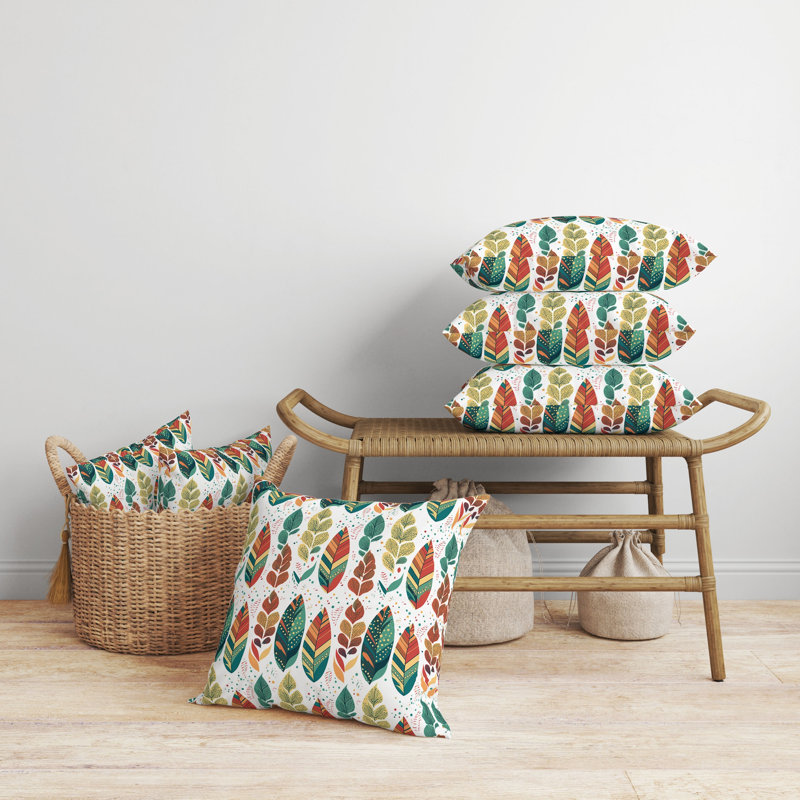 Coussin Tribal Leafy Treasures, H 20 po x l 20 po, Floral multicolore
