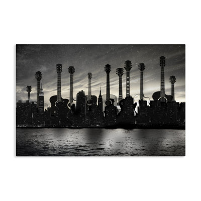 Guitare, paysage urbain, toile par CAD Designs