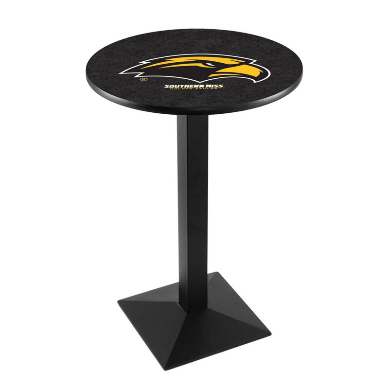 Round Metal Base Dining Table, Black Wrinkle, University of Southern Mississippi
