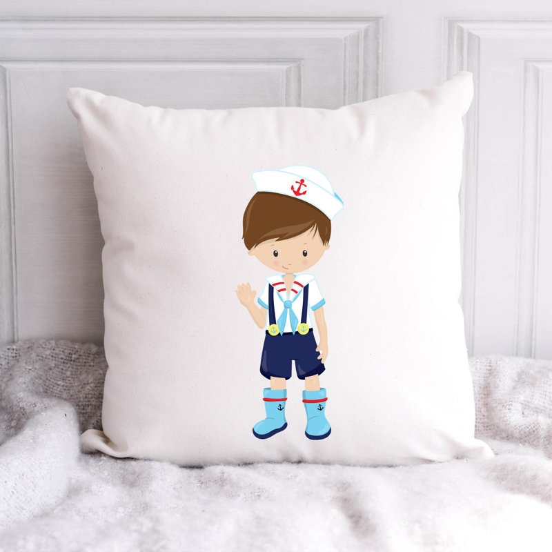 Nautical Sea Life_370 - Coussin décoratif en polyester, H 16 po x l 16 po