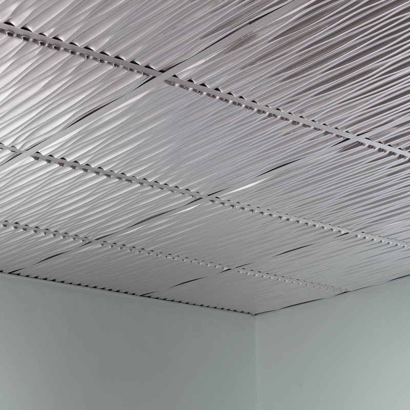 Panneau de plafond décoratif en vinyle FASÄDE Dunes 2 pi x 2 pi, Aluminium brossé
