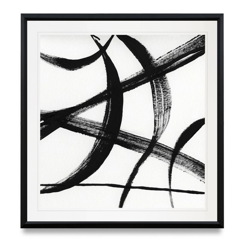 «Gestural Marks I» - reproduction d'art, H 17,5 po x l 17,5 po x P 1,5 po, Cadre plastique noir