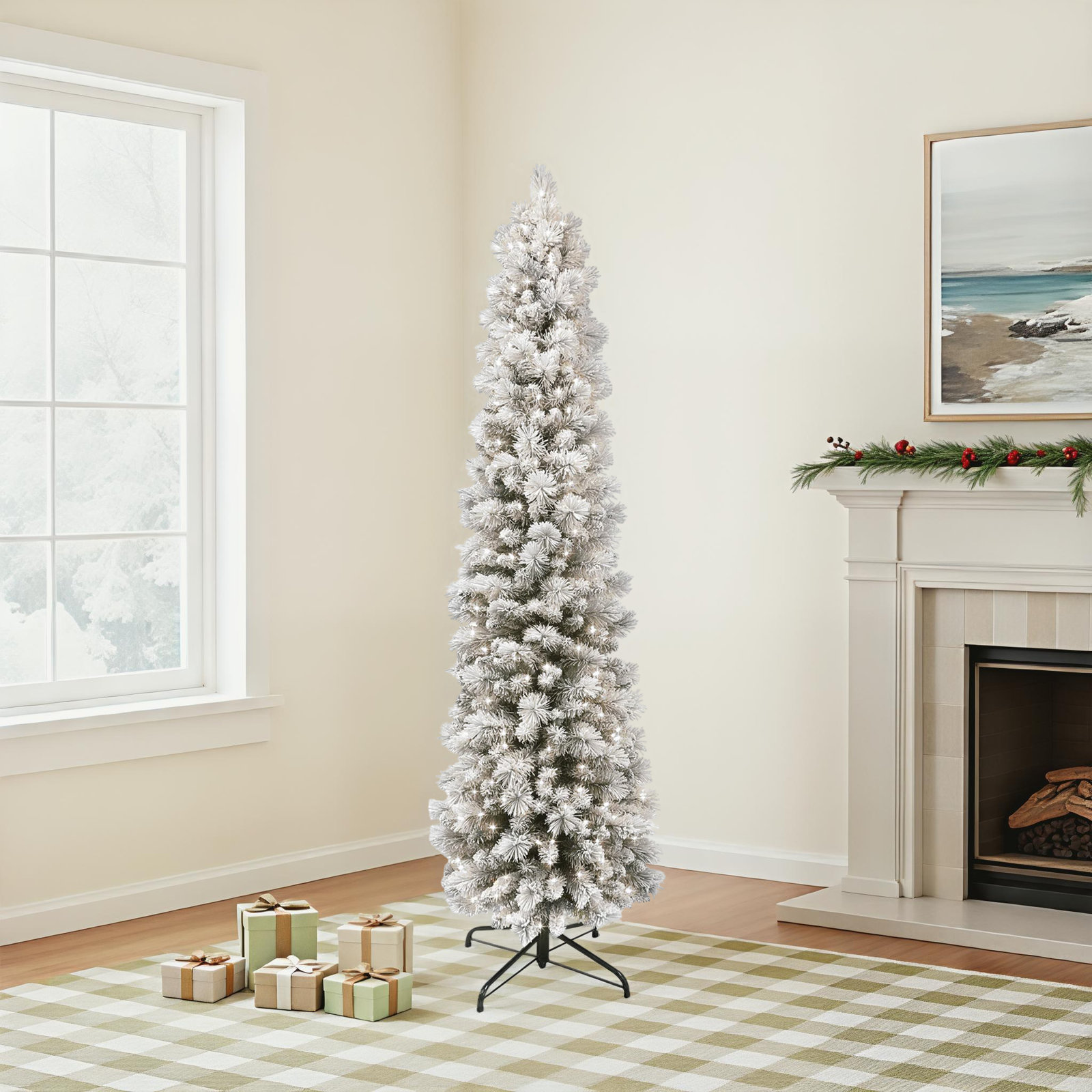 Lighted Artificial Pine Christmas Tree, 6.5' H