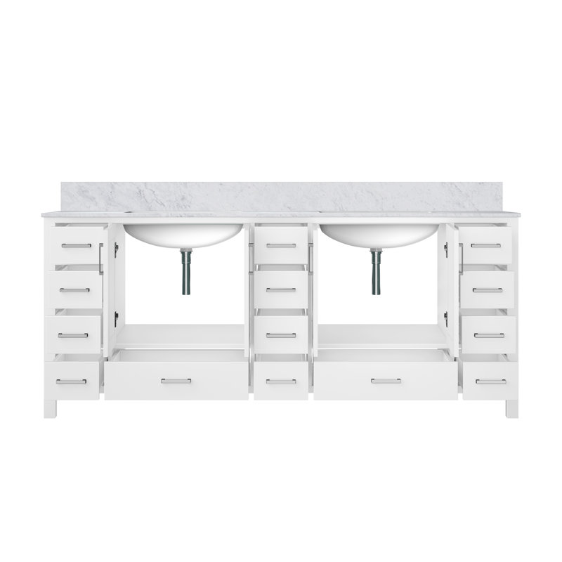 Meuble-lavabo simple Big Sur, Gris patiné, 48", Marbre de culture blanc