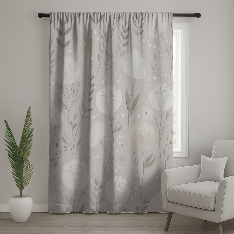 Rideaux à motif floral et voilages à motif floral - 1 panneau, Transparent, 50" x 80" - 1 Panel
