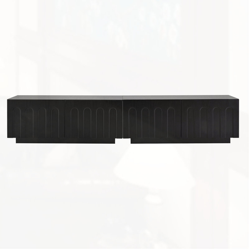 TV Stand With Arched Design For Tvs Up To 80" ,Coffee Table, Black