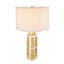 Lampe de table cylindrique dorée et blanche 15 po x 25,5 po avec abat-jour tambour en tissu - Lampe d'appoint élégante pour la maison (assemblage de l'abat-jour requis)