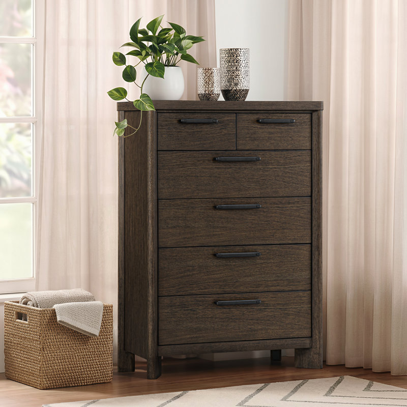 Commode 6 tiroirs Julira, Dark Oak