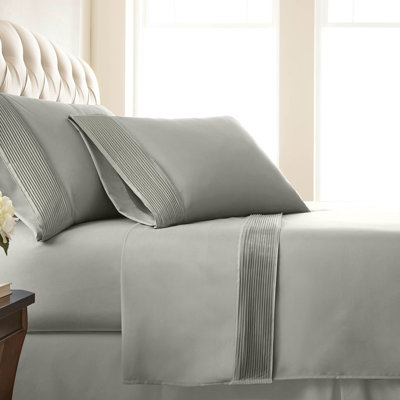 Southshore Fine Linens Vilano Extra Deep Pocket Pleated Sheet Set, Double-Brushed Microfiber 21-Inch Deep Pocket Sheets with Pleated Hem, 2 Pillowcases, Full, Steel Grey