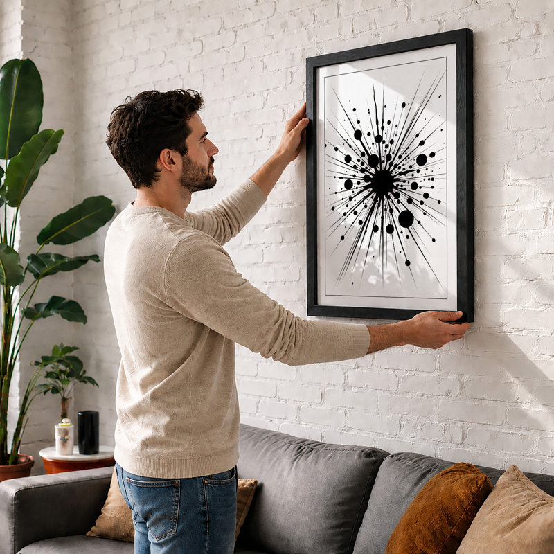 Radiant Impact Geometric - Framed Print, A4 - 29.7 x 21.0 cm, Black