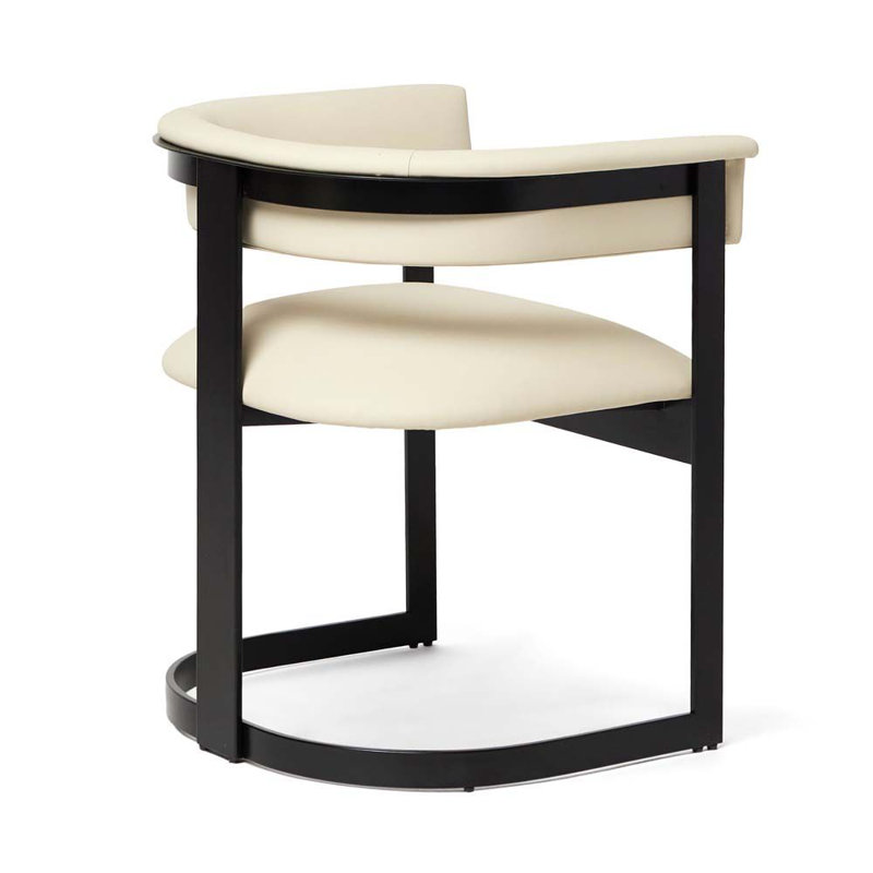 Darcy Leather Arm Chair, Matte Black, Buff Cream