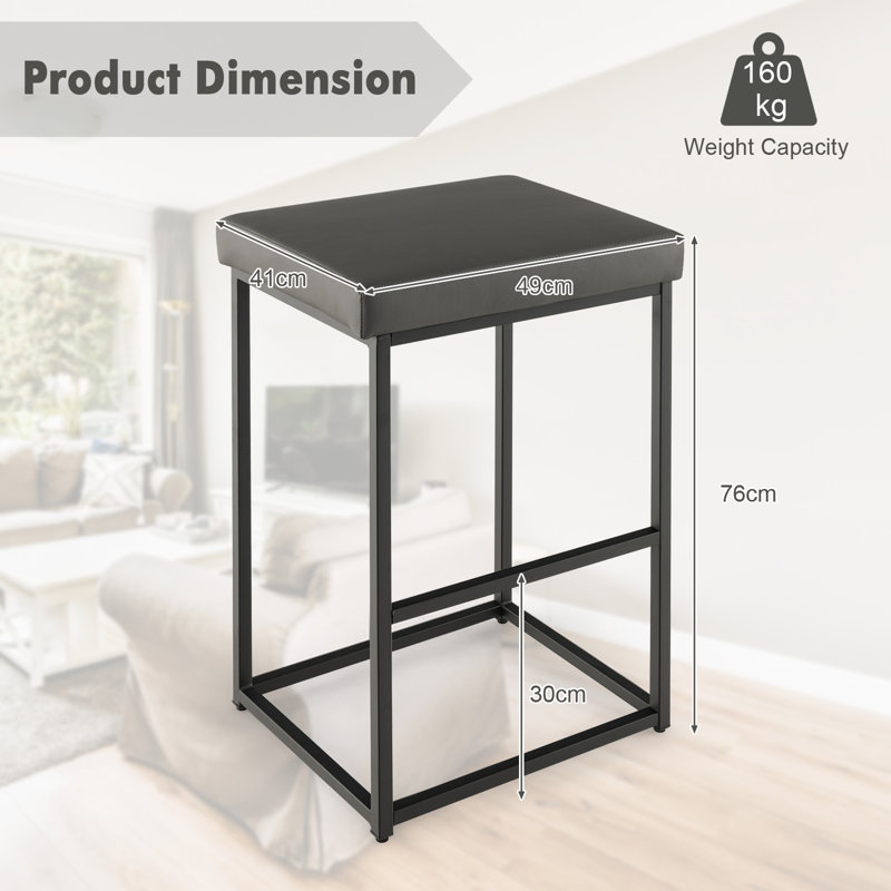 Narander Upholstered Counter Stool with Metal Frame, Grey