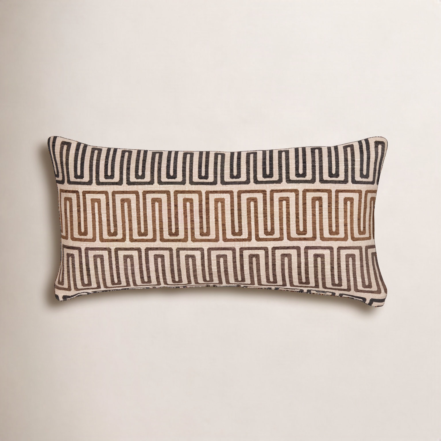 Throw Pillow, Feather, Charbrown Geometric, Rectangle 12"H x 21"W