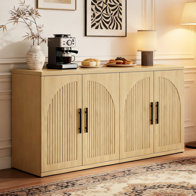 4-Door Storage Cabinet With Adjustable Shelves Multi-Purpose Sideboard For Home