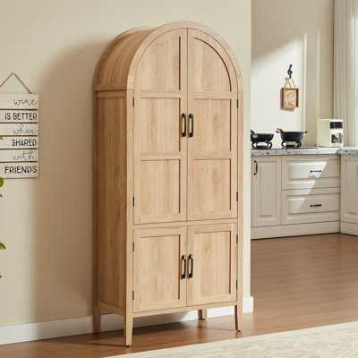71 Inch Tall Arched Cabinet, 5-Tier Arched Kitchen Pantry Cabinet With Doors & Shelves by Ebern Designs