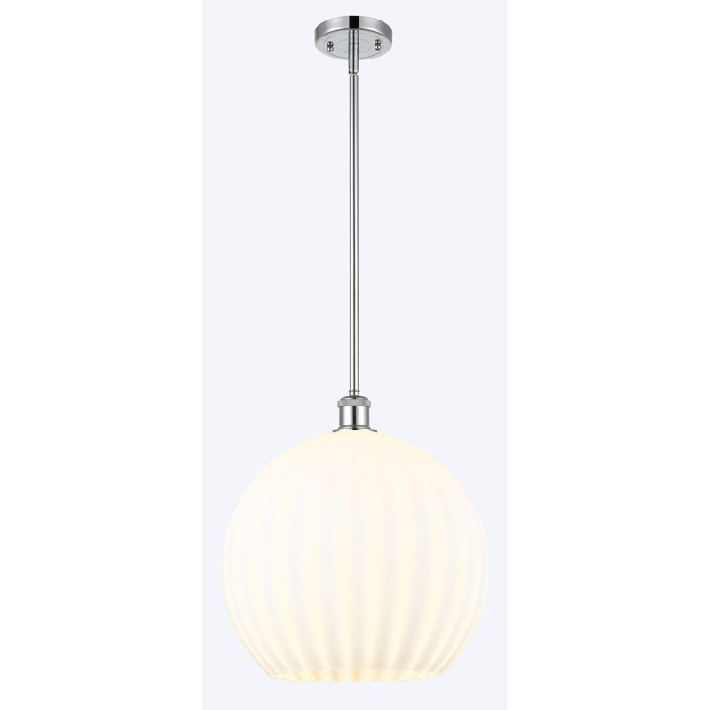 Luminaire suspendu 1 lumière Sabanc, Chrome poli, H 16,63 po x l 13,75 po x P 13,75 po