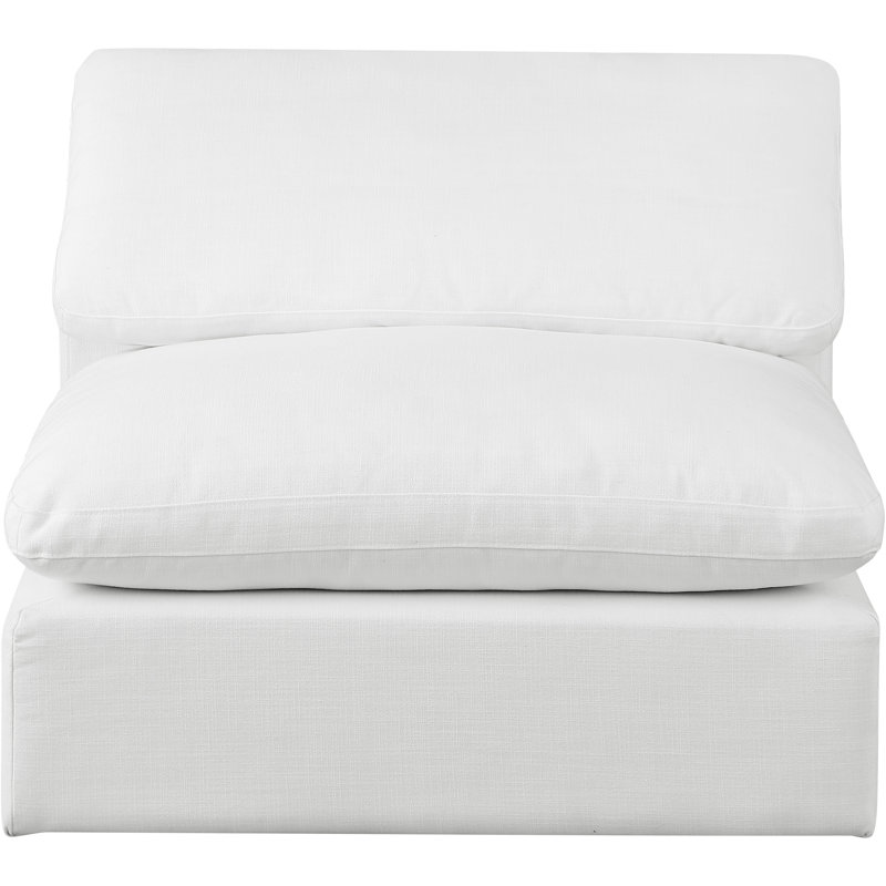 Chaise sans accoudoirs en tissu texturé Hrissonka, Tissu texturé en lin blanc
