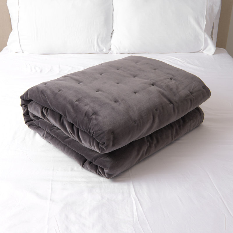 Edmont Velvet Quilt, King Quilt, Grey