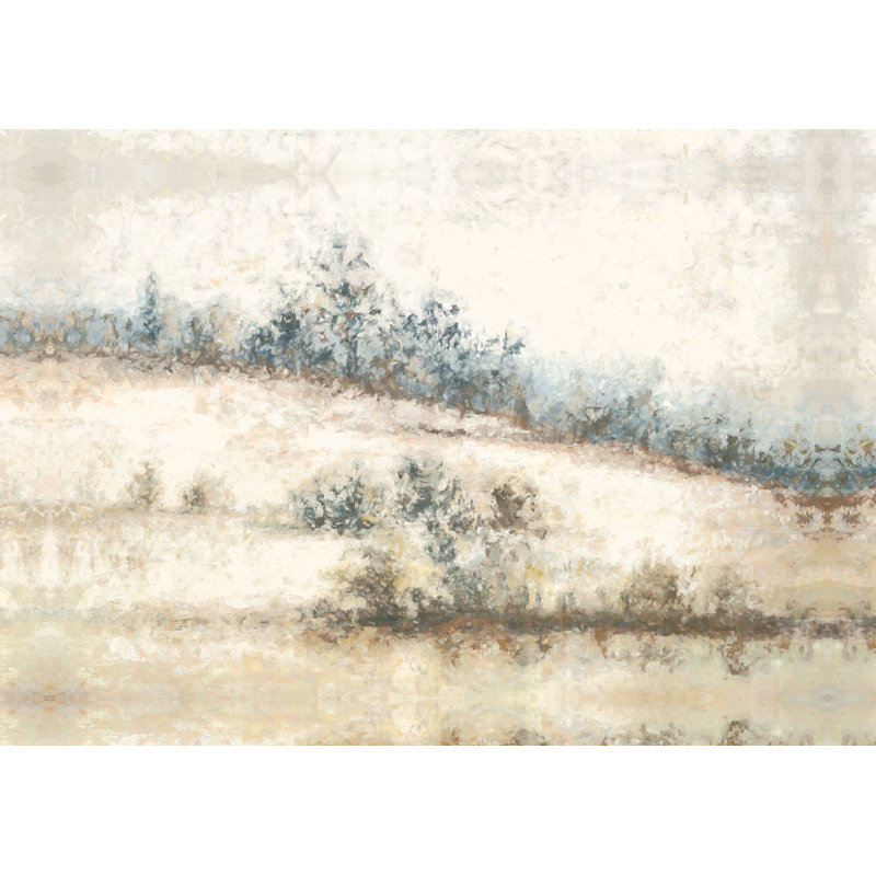 Shades Blue Cream Landscape - Painting Print, 20cm H x 30cm W, Black Floater Framed