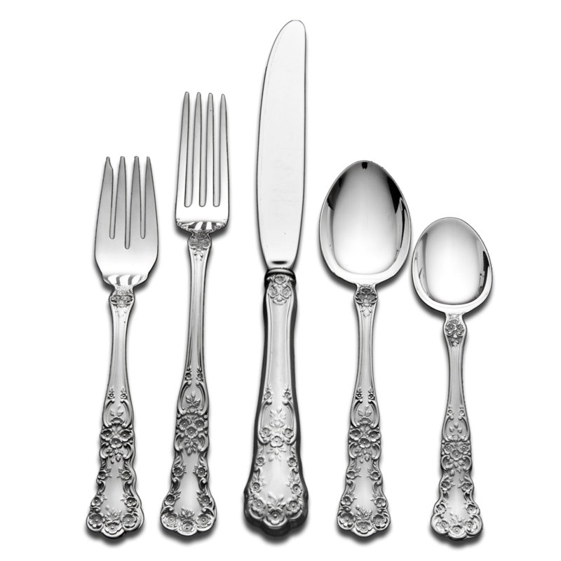5 Piece Sterling silver Flatware Set, Service for 1