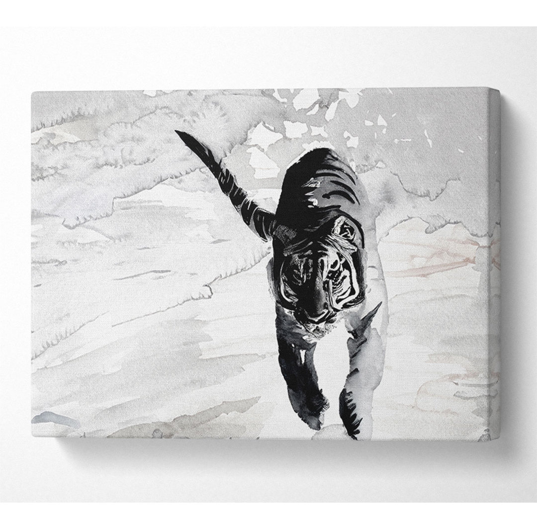 Tiger Running In Snow - Kunstdrucke auf Leinwand