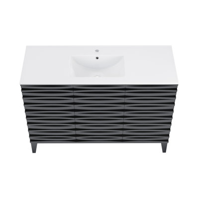 Meuble-lavabo noir 48 po Cascade