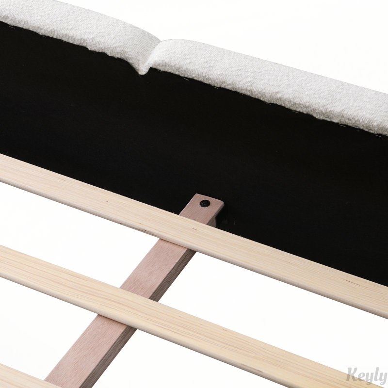 Upholstery Grounded Beds with Boucle Thick Headboard, King