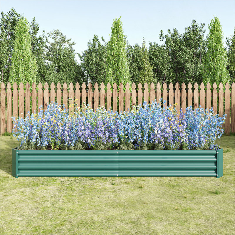 Lit de jardin surélevé en métal, pour fleurs, légumes et herbes, Green