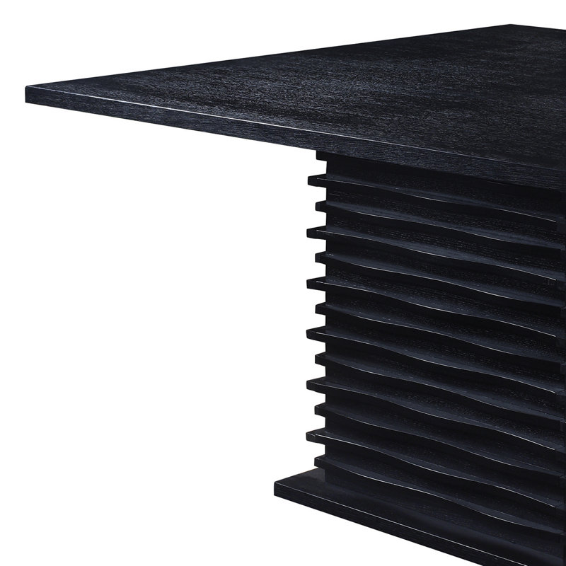 Pedestal Dining Set in Gray and Black, 5 Pieces: Table, 4 Chairs, 37"H x 53.9"L x 53.9"W