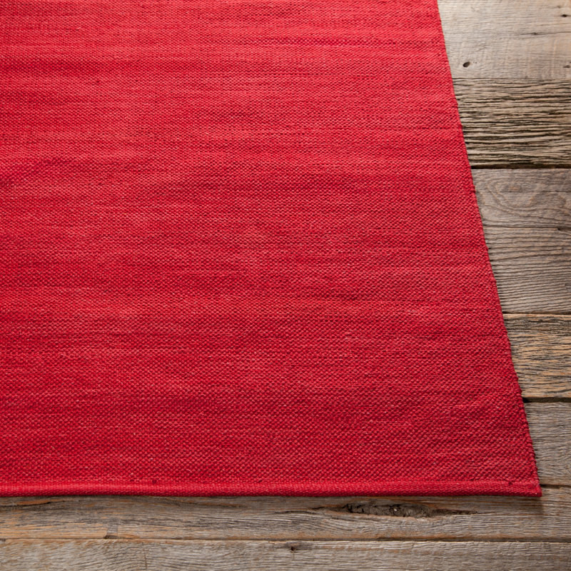 Tapis rouge foncé tissé à la main Yarira India, Rectangle 7 pi 9 po x 10 pi 6 po