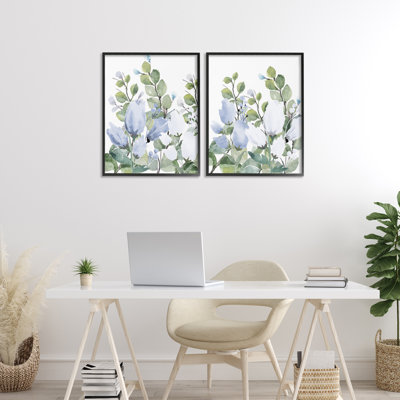 «Blue Spring Watercolors», ensemble de 2 giclées encadrées par Kim Allen