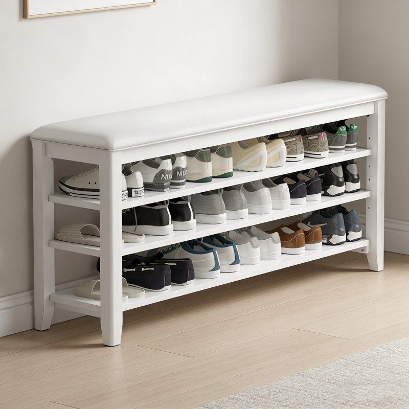 Banc d'entrée pour chaussures avec tablettes réglables, 20.6" H x 47.2" W x 11.8" D
