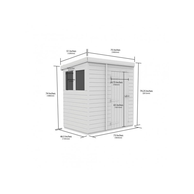 6x4 Pent Composite Shed