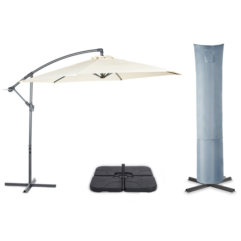 VonHaus 3M Banana Parasol with Base & Waterproof Cover