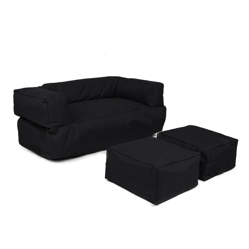 Ensemble de canapé-fauteuil et repose-pieds 3 pièces Junior Outdoor Oasis, Black 100% Polyester