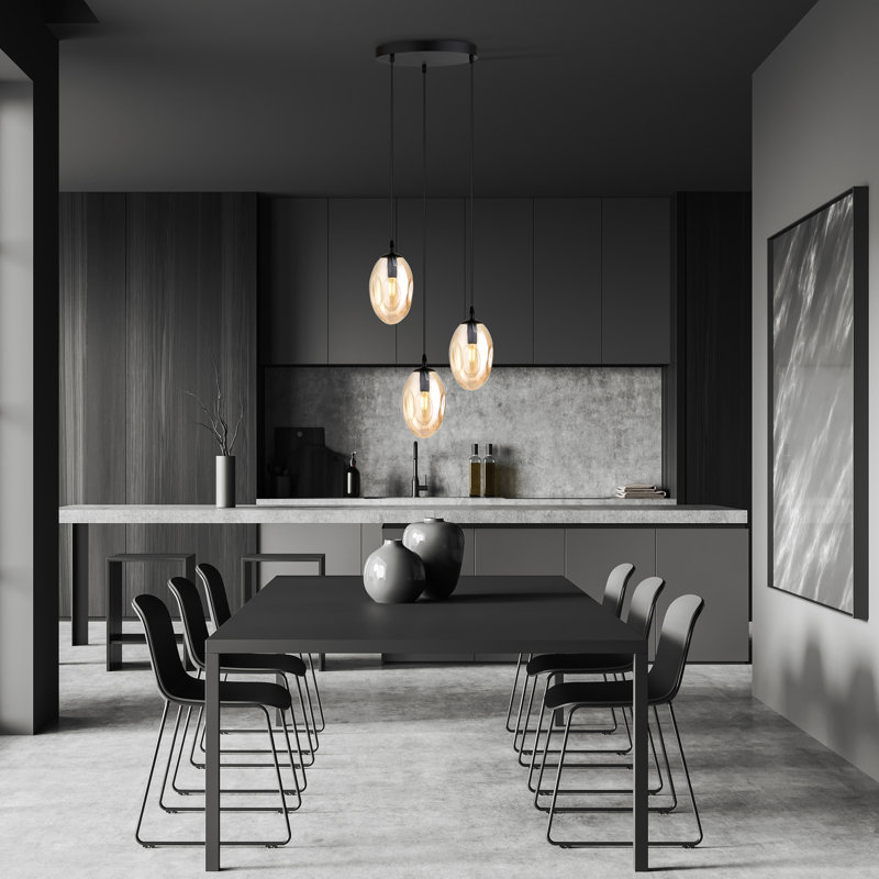 Edelie 3 - Light Black Cluster Pendant, Gold
