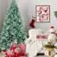 Arbre de Noël de 7,5 pi avec teinte bleue, 2148 pointes, conception à charnières, apparence réaliste, support en métal pour arbre de saison décoré
